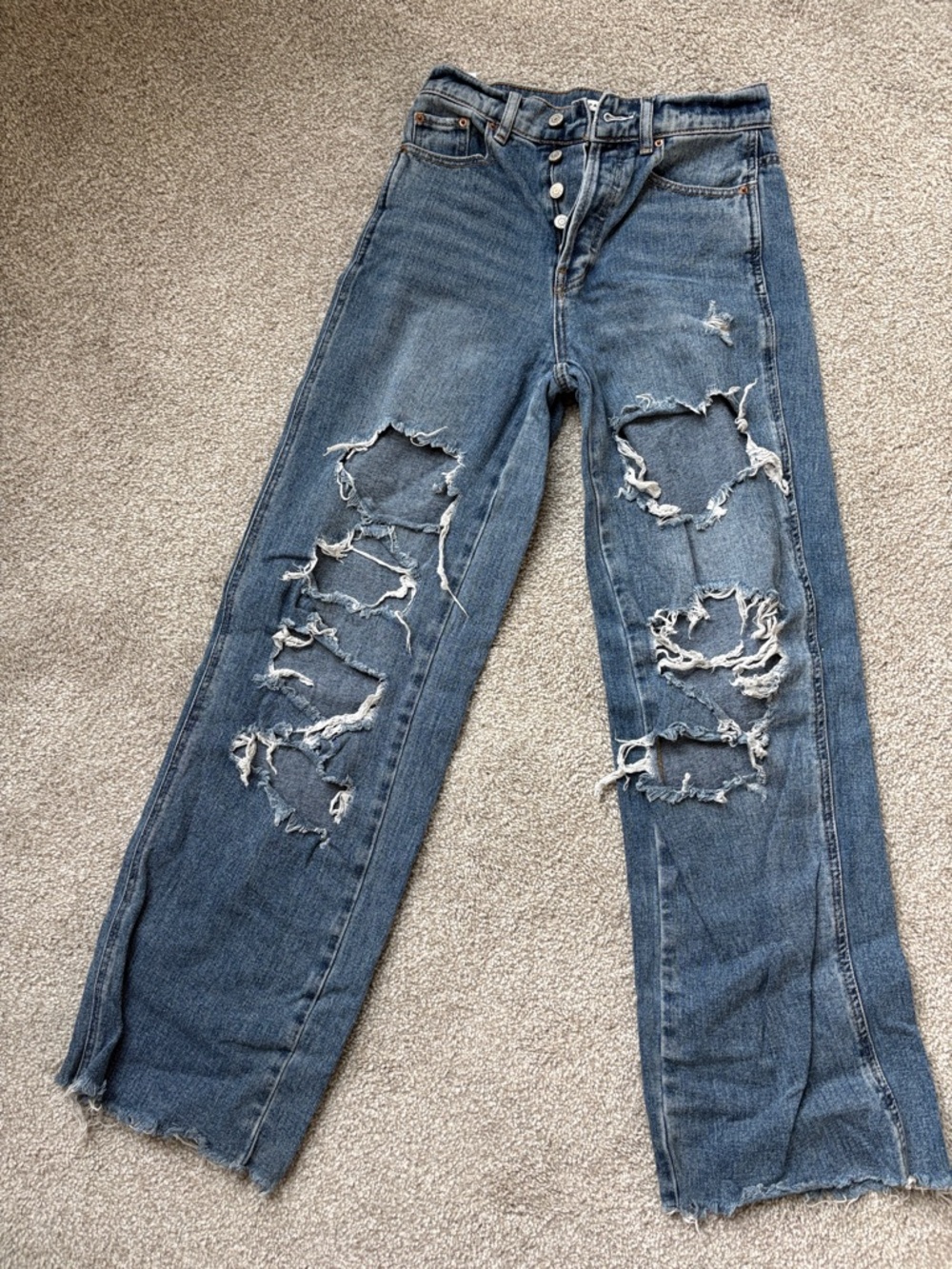 PacSun Distressed Straight-Leg Jeans - Blue